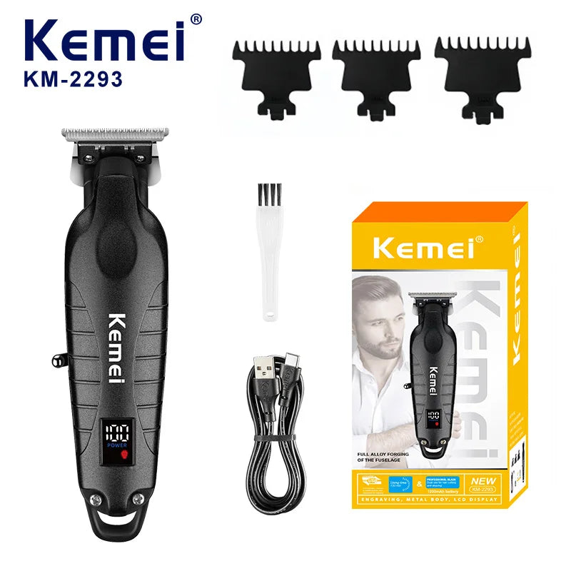 Kemei KM-2293 Professional Barber Cordless Hair Clipper Salon-Grade Design,Hair Styling Trimmer Carving Clipper,USB Rechargeable