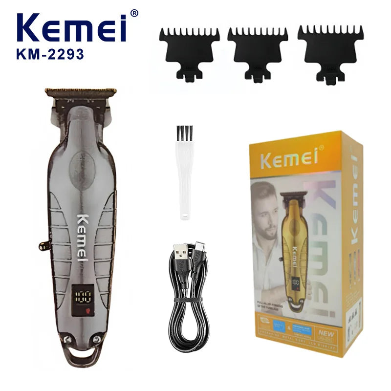 Kemei KM-2293 Professional Barber Cordless Hair Clipper Salon-Grade Design,Hair Styling Trimmer Carving Clipper,USB Rechargeable