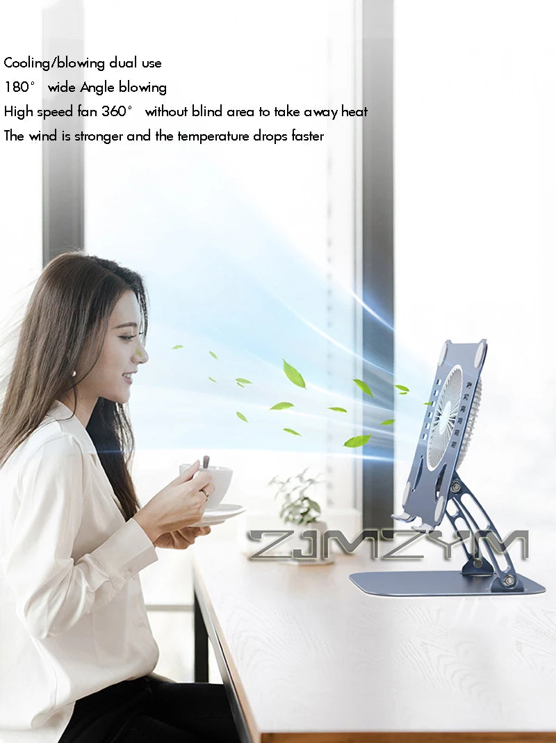 Aluminum Laptop Stand with Cooling Fan Ergonomic Notebook Foldable Cooler Laptop Adjustable Aluminum Laptop Stand