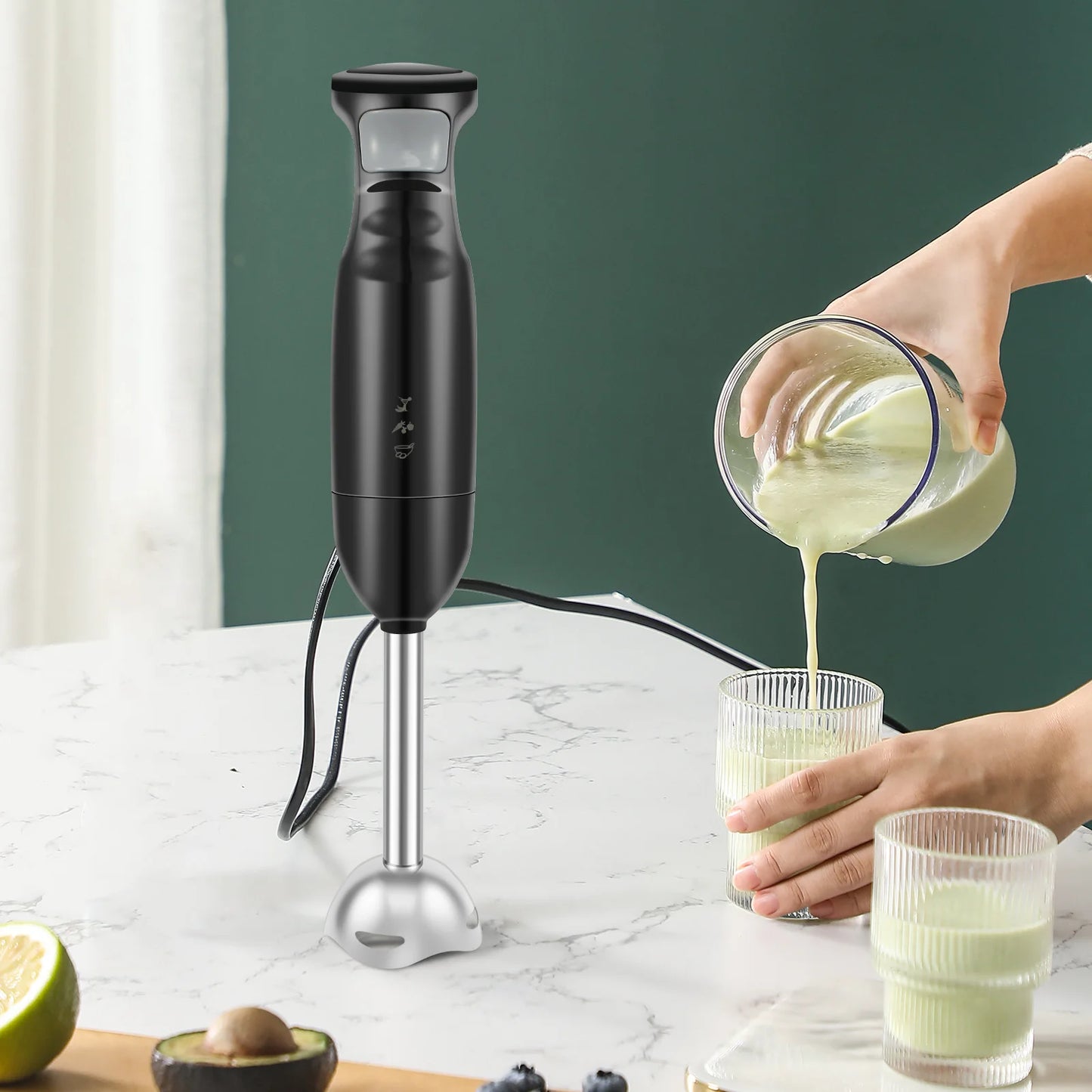 Batidora de Mano 300W – Licuadora Eléctrica de Inmersión con Cuchilla de Acero Inoxidable | Mezcladora de Alimentos Multifuncional para Cocina | Batidora Manual