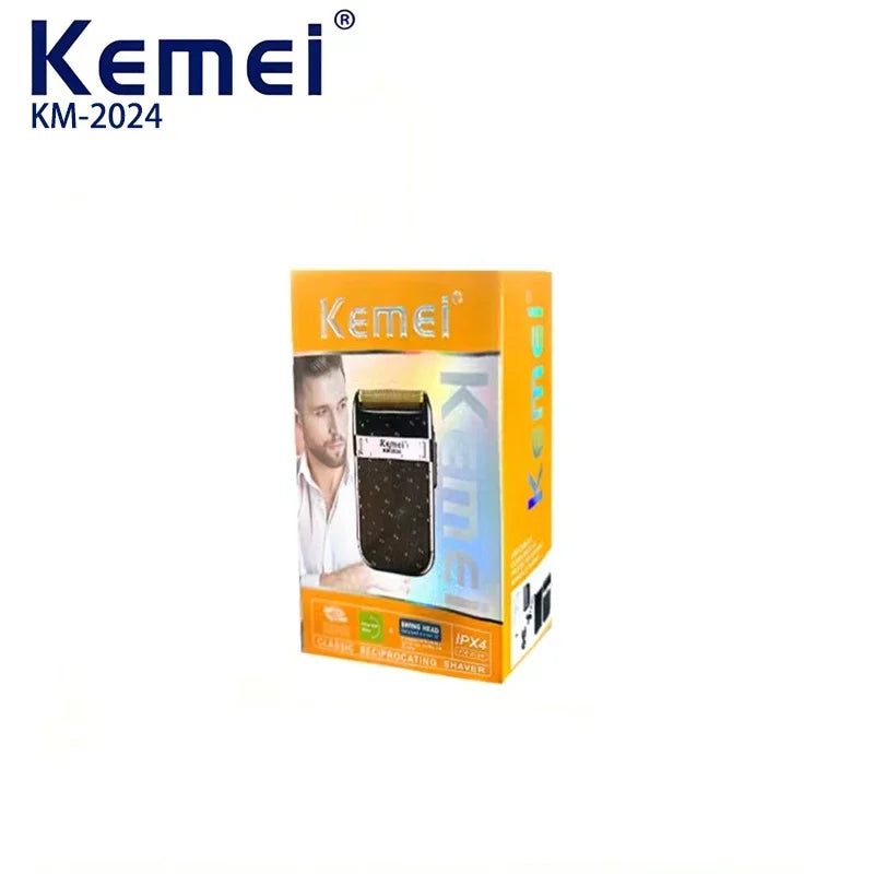 Kemei-2024 USB Charging Electric Shaver For Men Reciprocating Twin Blade Razor Shaver Waterproof Beard Trimmer Shaving Machine