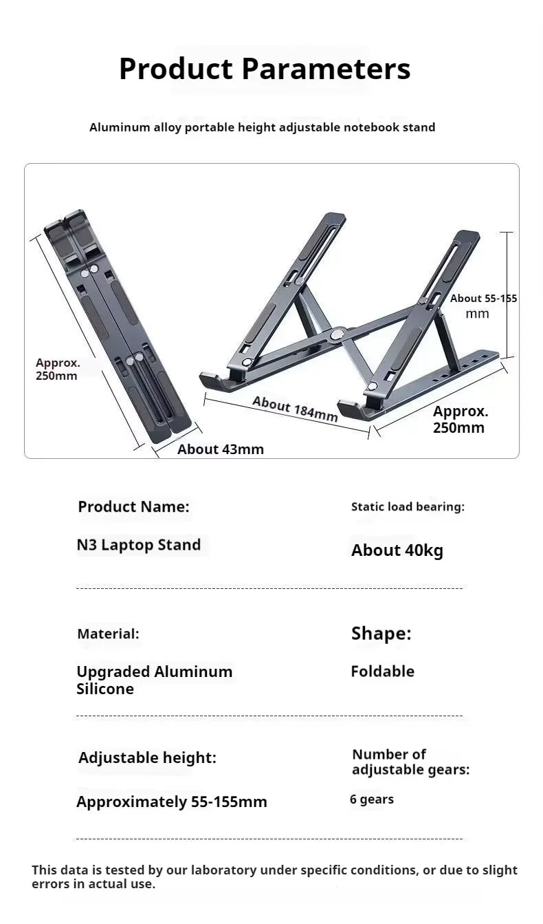 Computer Laptop Stand folding heat dissipation heightening lift desktop stand laptop stand Accessories Foldable Lap Base For Pc