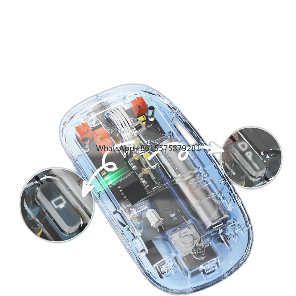 New Mini Gaming Wireless Optical Mouse Transparent LED ABS USB 2.4Ghz+BT Rechargeable for Computer Use
