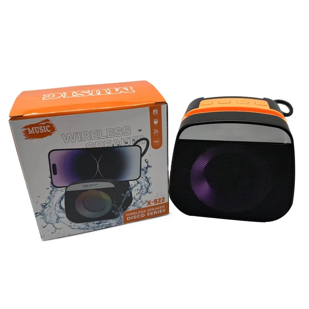 Portable Wireless Bass Mini BT Speakers X-922 RGB LED Colorful Light Active Stereo Woofer Hifi Music BT Mini Speaker Box