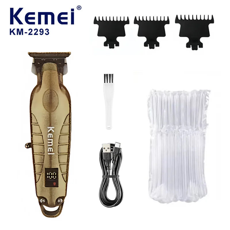 Kemei KM-2293 Professional Barber Cordless Hair Clipper Salon-Grade Design,Hair Styling Trimmer Carving Clipper,USB Rechargeable