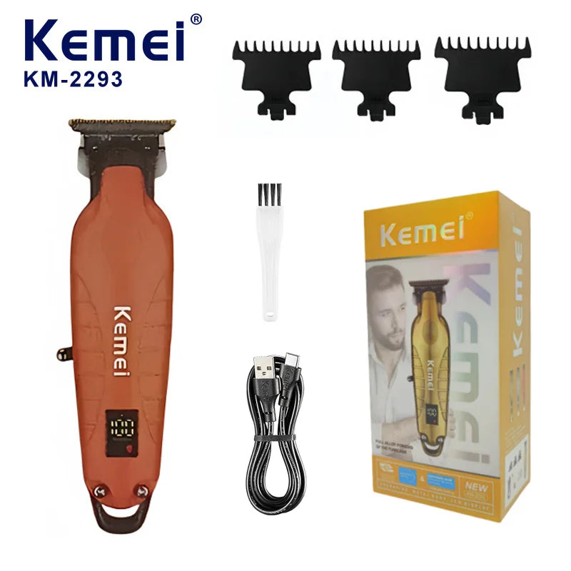 Kemei KM-2293 Professional Barber Cordless Hair Clipper Salon-Grade Design,Hair Styling Trimmer Carving Clipper,USB Rechargeable