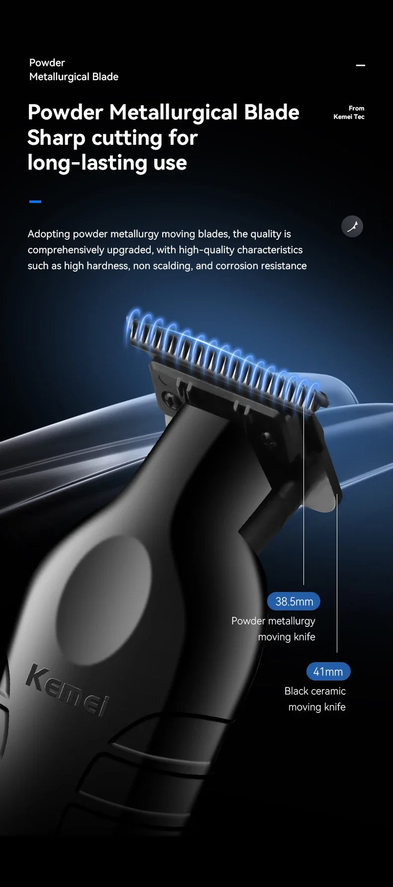 Kemei Hair Clipper Professional Hair Trimmer Electric Hair Cutting Machine Rechargeable 0mm Barber Clipper for Men KM-2299