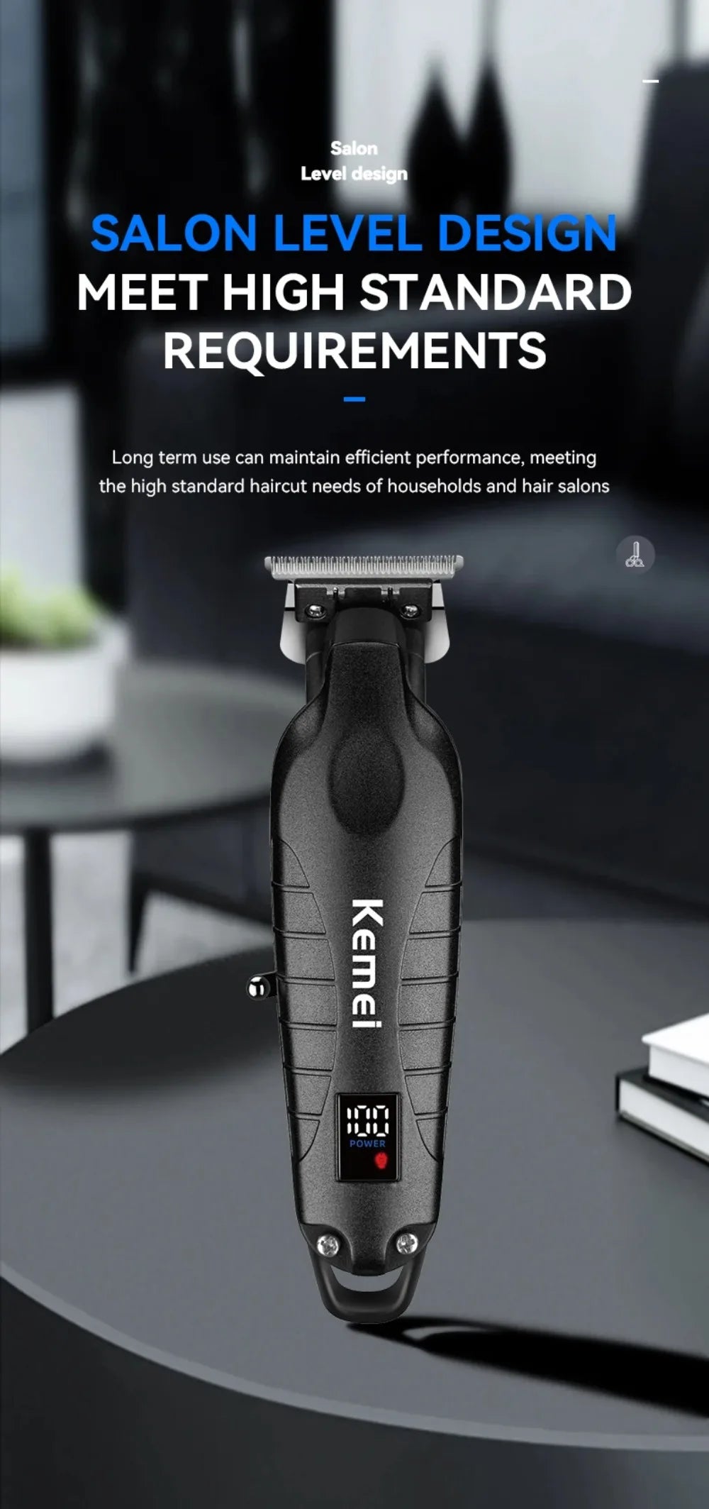 Kemei KM-2293 Professional Barber Cordless Hair Clipper Salon-Grade Design,Hair Styling Trimmer Carving Clipper,USB Rechargeable