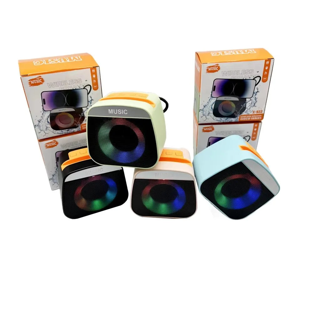 Portable Wireless Bass Mini BT Speakers X-922 RGB LED Colorful Light Active Stereo Woofer Hifi Music BT Mini Speaker Box