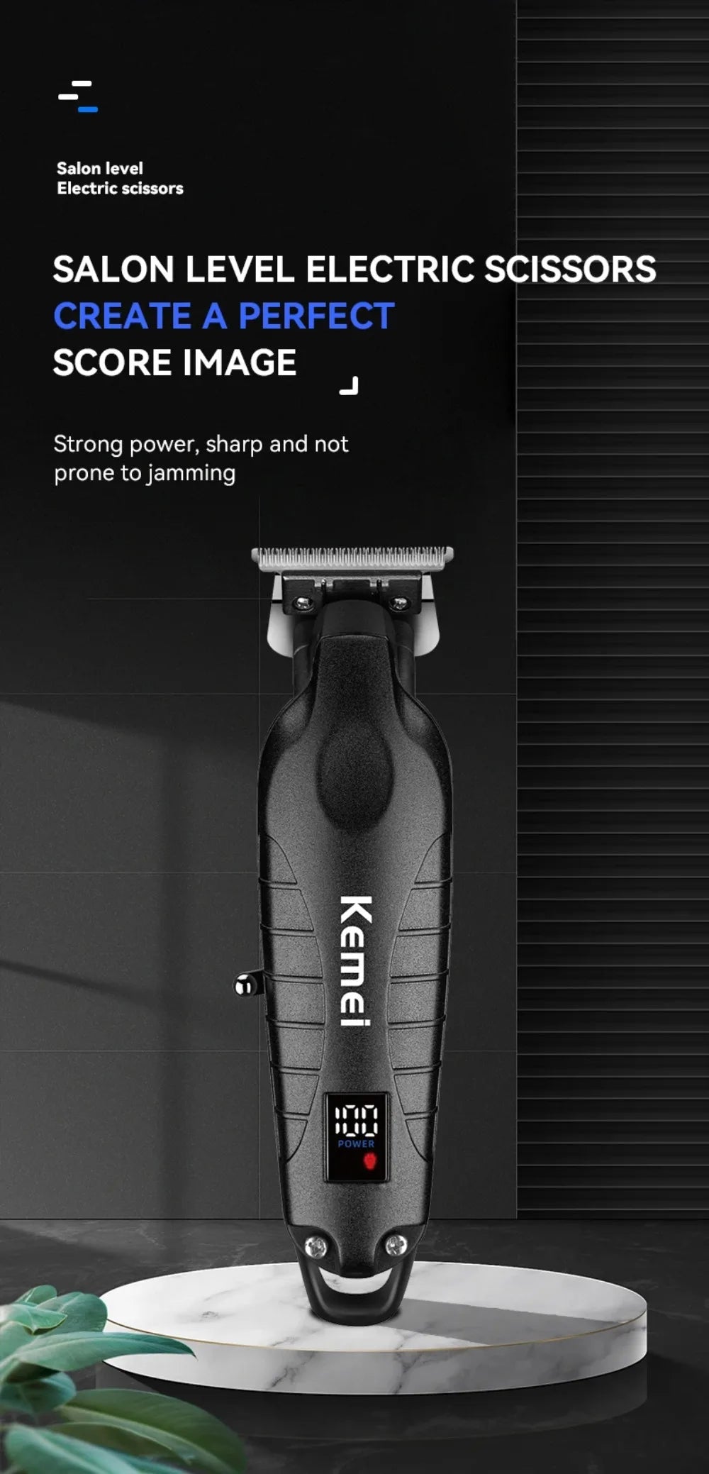Kemei KM-2293 Professional Barber Cordless Hair Clipper Salon-Grade Design,Hair Styling Trimmer Carving Clipper,USB Rechargeable
