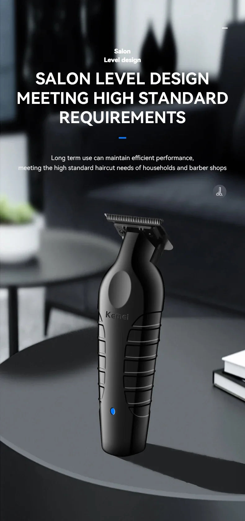 Kemei Hair Clipper Professional Hair Trimmer Electric Hair Cutting Machine Rechargeable 0mm Barber Clipper for Men KM-2299