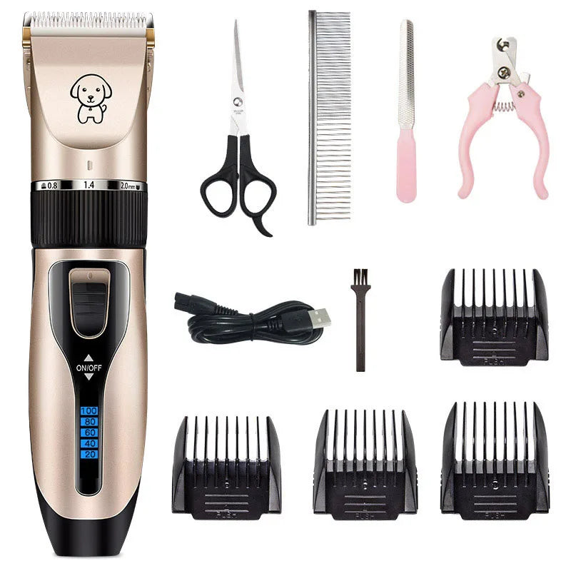 Dog Hair Clippers Low Noise Scissors Rechargeable Pet Trimmer Pet Grooming Tool Dog Hair Trimmer with Comb for Dogs Cats