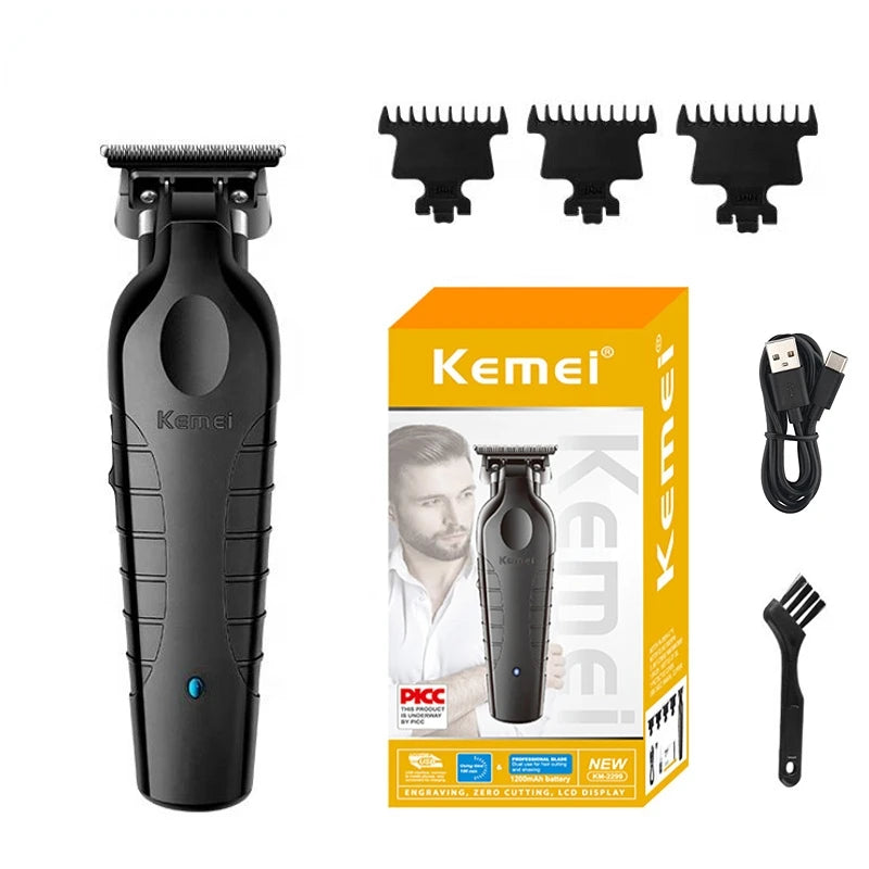 Kemei Hair Clipper Professional Hair Trimmer Electric Hair Cutting Machine Rechargeable 0mm Barber Clipper for Men KM-2299