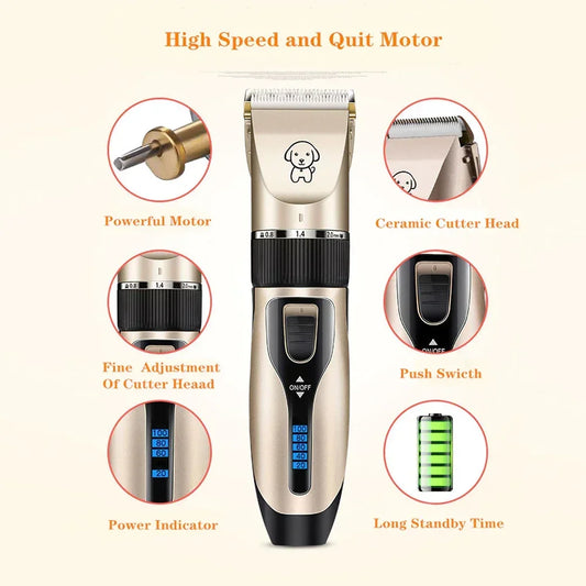 Dog Hair Clippers Low Noise Scissors Rechargeable Pet Trimmer Pet Grooming Tool Dog Hair Trimmer with Comb for Dogs Cats