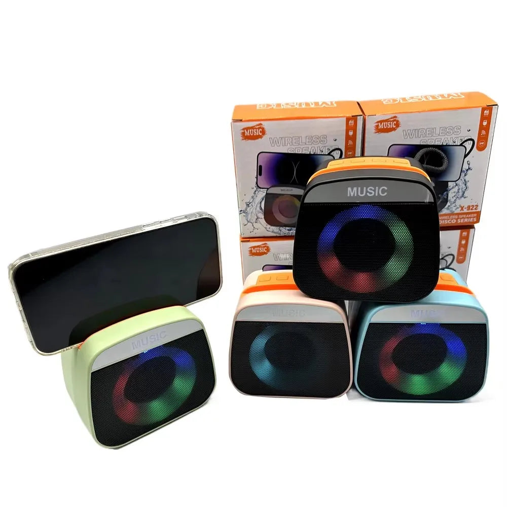 Portable Wireless Bass Mini BT Speakers X-922 RGB LED Colorful Light Active Stereo Woofer Hifi Music BT Mini Speaker Box