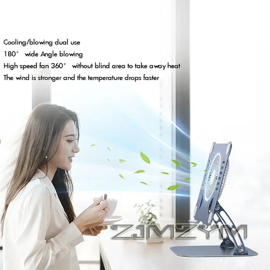 Aluminum Laptop Stand with Cooling Fan Ergonomic Notebook Foldable Cooler Laptop  Adjustable Aluminum Laptop Stand