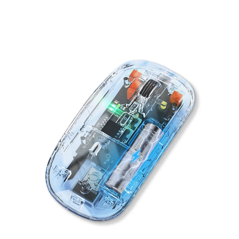 New Mini Gaming Wireless Optical Mouse Transparent LED ABS USB 2.4Ghz+BT Rechargeable for Computer Use