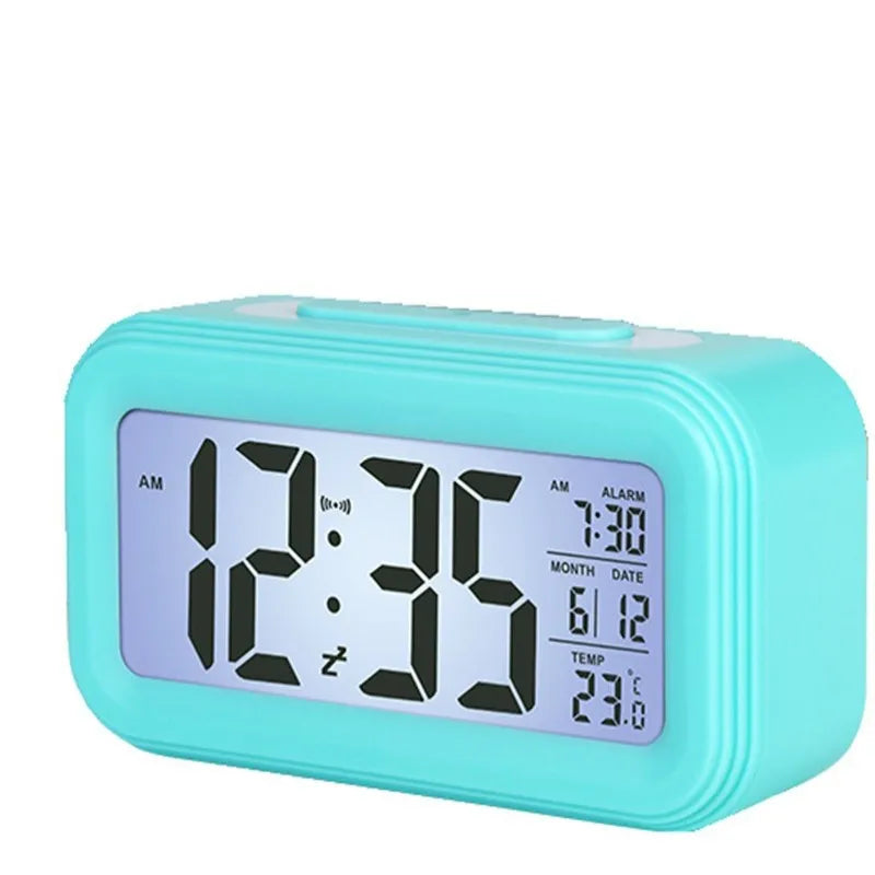Alarm Clock Desktop Digital Clock LCD Large Screen Temperature Calendar Nightlight Wake-up Student Snooze Clock 12/24H Bedrooms