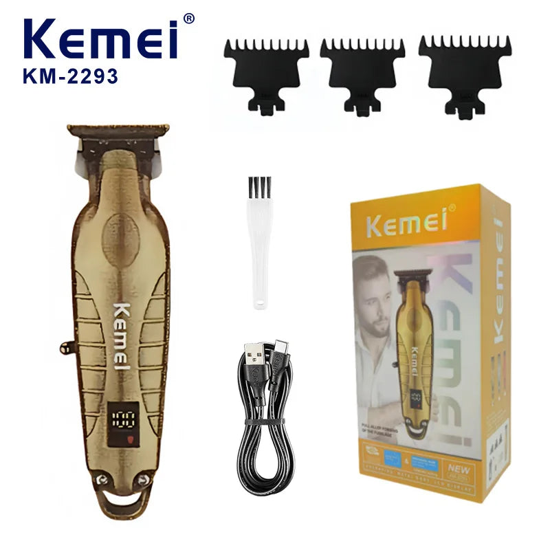 Kemei KM-2293 Professional Barber Cordless Hair Clipper Salon-Grade Design,Hair Styling Trimmer Carving Clipper,USB Rechargeable