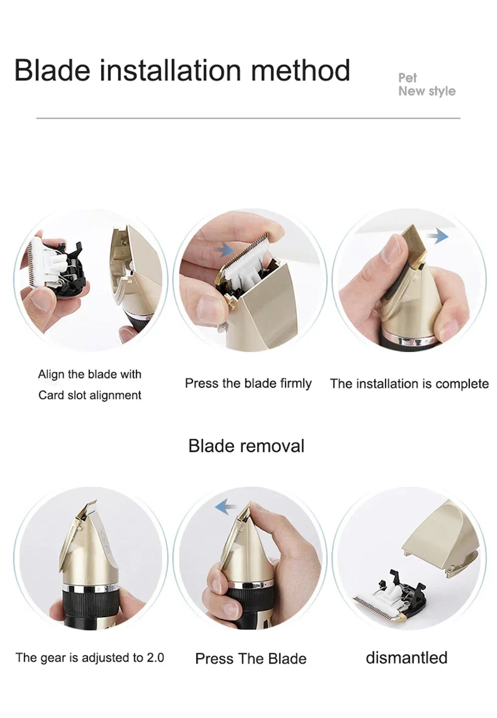 Dog Hair Clippers Low Noise Scissors Rechargeable Pet Trimmer Pet Grooming Tool Dog Hair Trimmer with Comb for Dogs Cats