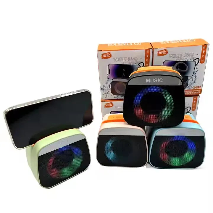 Portable Wireless Bass Mini BT Speakers X-922 RGB LED Colorful Light Active Stereo Woofer Hifi Music BT Mini Speaker Box