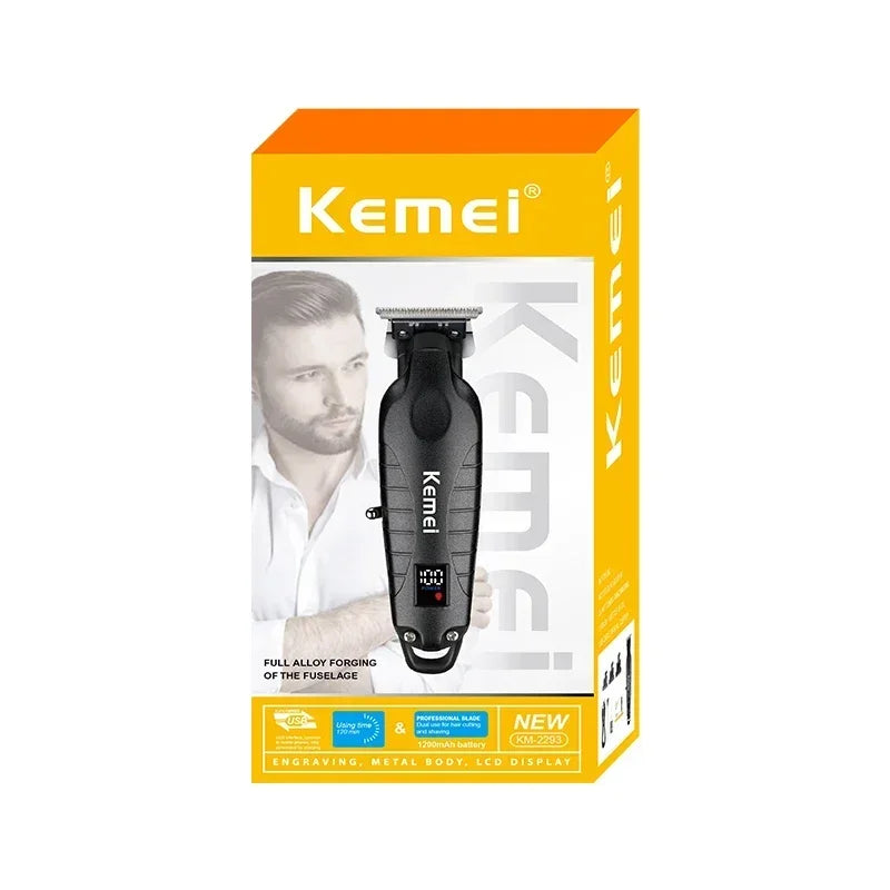 Kemei KM-2293 Professional Barber Cordless Hair Clipper Salon-Grade Design,Hair Styling Trimmer Carving Clipper,USB Rechargeable